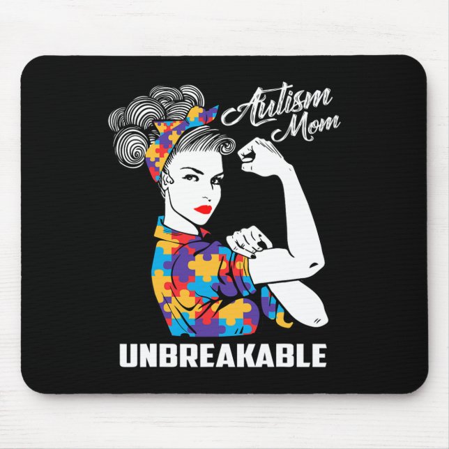Autism Mum Unbreakable Autism Awareness Gift  Mouse Pad (Front)