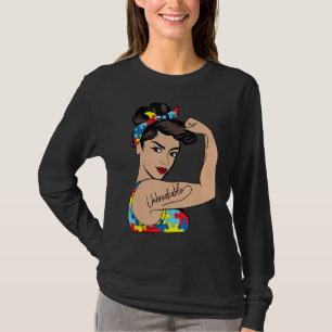 Autism Mum Unbreakable Rosie The Riveter Strong Wo T-Shirt