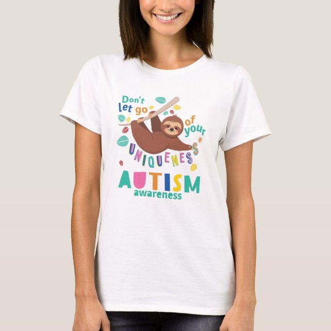Autism Mum Uniqueness Sloth Boho T-Shirt (Front)
