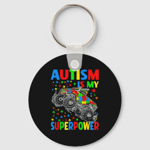 Autism My Superpower Monster Truck Kids Boys  Key Ring