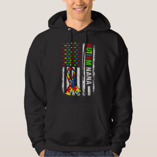 Autism Nana American Flag Autism Awareness Family  Hoodie