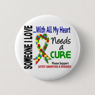 Autism Needs A Cure 3 6 Cm Round Badge