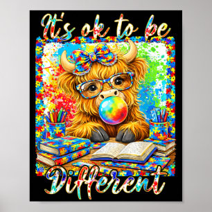 Autism Neurodiversity Highland Cow to Be Different Poster