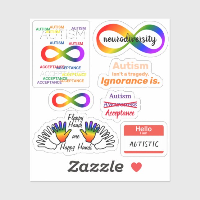 Autism Neurodiversity set Custom-Cut Vinyl Sticker (Sheet)