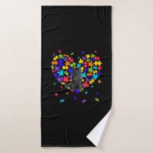 Autism Newfoundland Cute Heart Dog Dad Mum Bath Towel