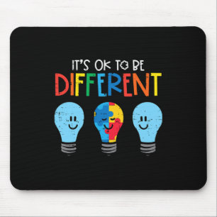 Autism Ok To Be Different Light Bulb Awareness Men Mouse Pad