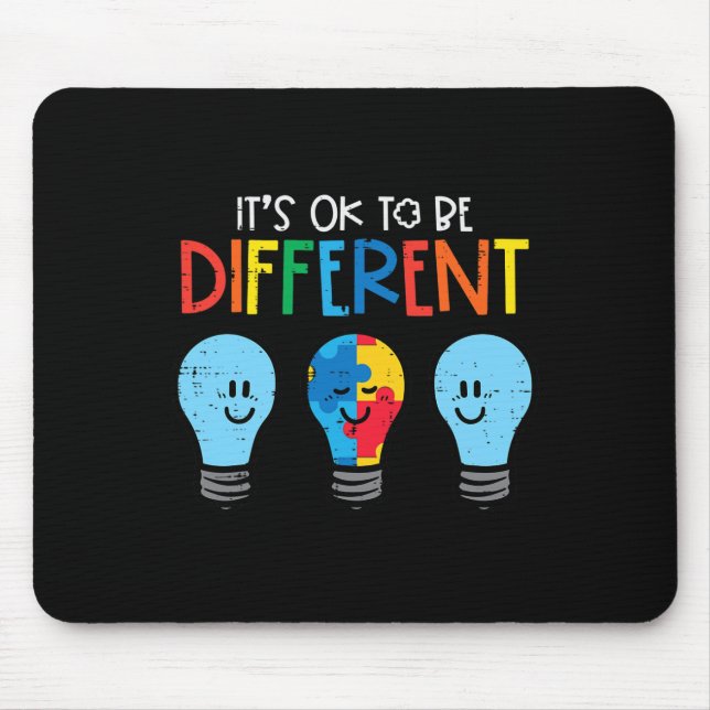 Autism Ok To Be Different Light Bulb Awareness Men Mouse Pad (Front)