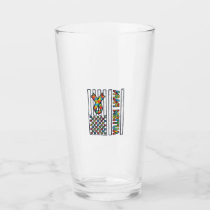 Autism Papa Flag Ribbon Puzzle Piece Shirt Design_ Glass