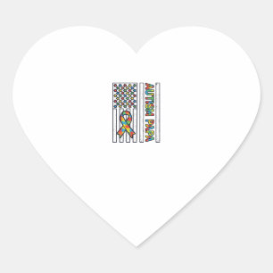 Autism Papa Flag Ribbon Puzzle Piece Shirt Design_ Heart Sticker