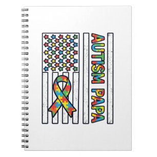 Autism Papa Flag Ribbon Puzzle Piece Shirt Design_ Notebook