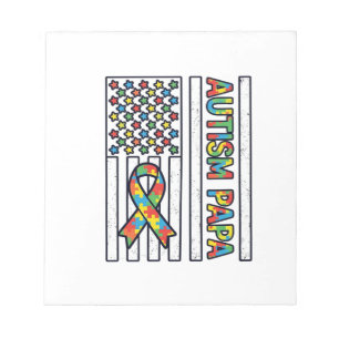 Autism Papa Flag Ribbon Puzzle Piece Shirt Design_ Notepad