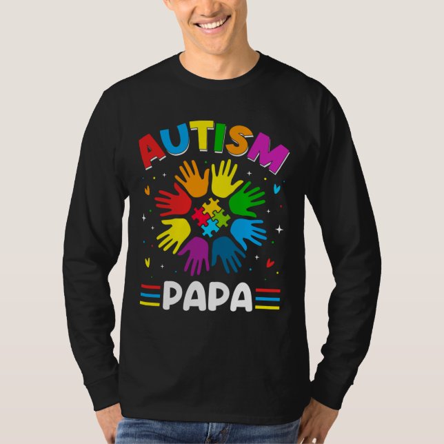 Autism Papa Love Autism Awareness Family Matching T-Shirt (Front)