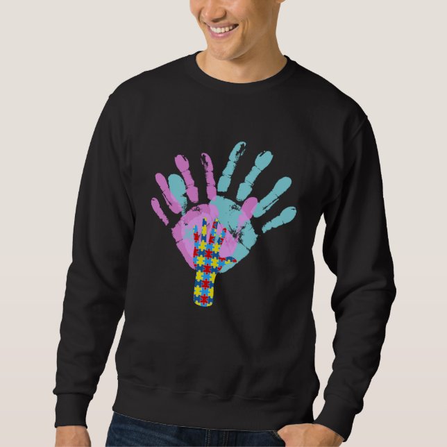 Autism Parents Awareness Handprint For Mom and Dad Sweatshirt (Front)