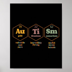 Autism Periodic Table Funny Autism Awareness Men K Poster