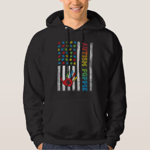 Autism Poppie American Flag Autism Awareness Hoodie
