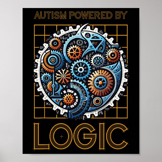 Autism Powered By Logic Mechanical Gears  Poster (Front)