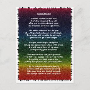 Autism Prayer Multicolored Postcard