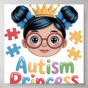 Autism Princess Afro Girls Bow Daughter Autism Awa Poster