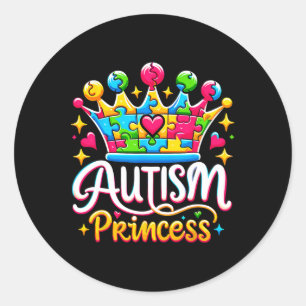 Autism Princess Autism Awareness Queen Girl  Classic Round Sticker
