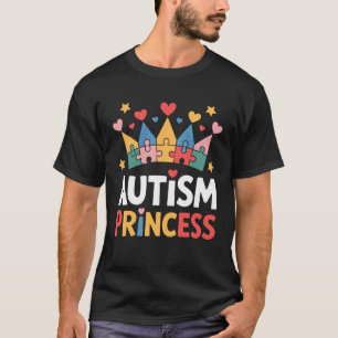 Autism Princess Bright Puzzle Crown for Advocates T-Shirt