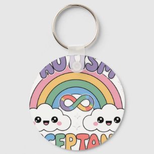 Autism Pro Acceptance Rainbow with Infinity Symbo Key Ring