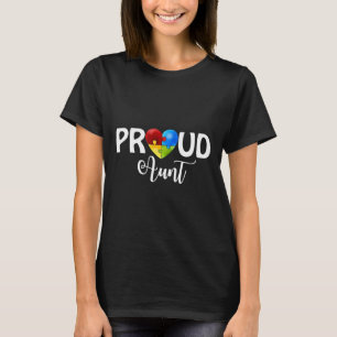 Autism-Proud Autism Aunt Puzzle Heart Autism Aware T-Shirt