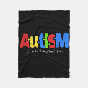 Autism Puzzle Accept Understand Love Autism Awaren Fleece Blanket