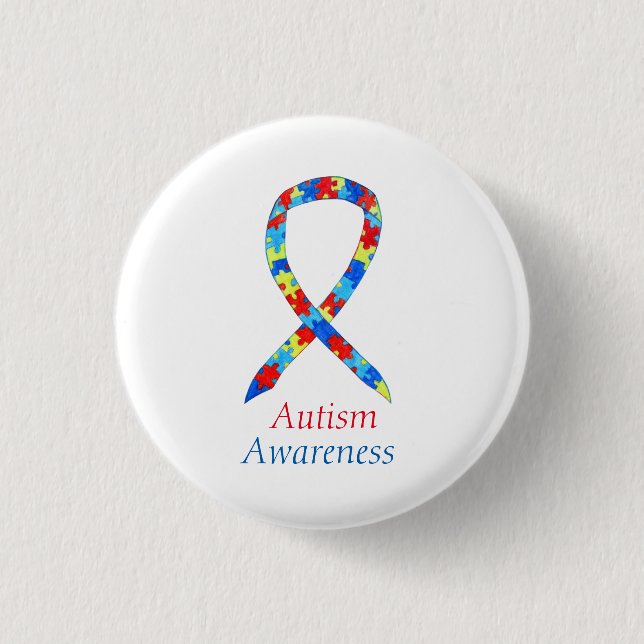 Autism Puzzle Awareness Ribbon Custom Pins (Front)