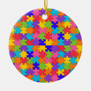 autism puzzle ceramic tree decoration