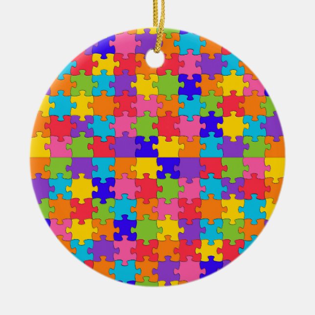 autism puzzle ceramic tree decoration (Front)