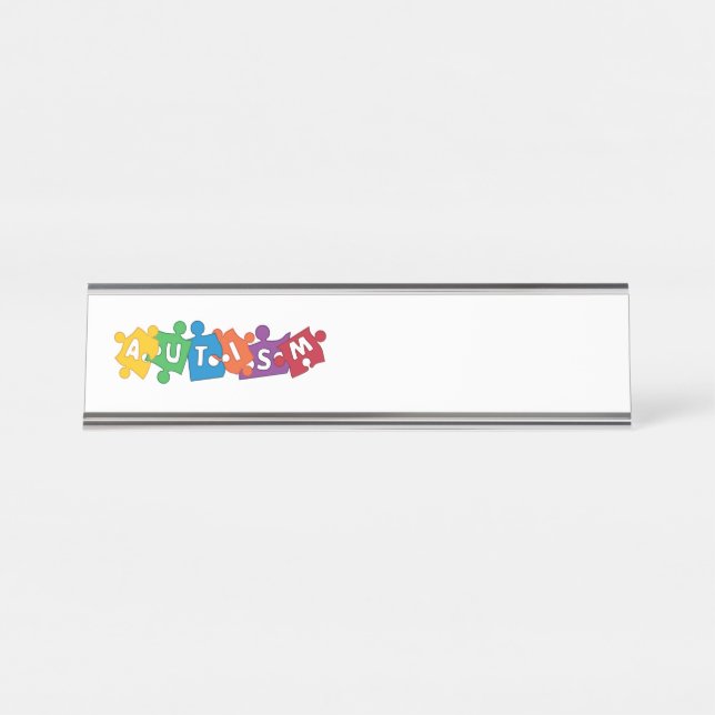 Autism Puzzle Desk Name Plate (Front)
