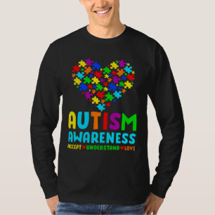 Autism Puzzle Heart Love Accept Understand Autism  T-Shirt
