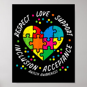 Autism puzzle heart love support awareness men poster