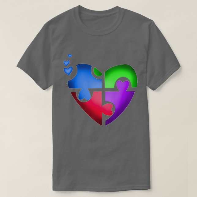 Autism puzzle heart love T-Shirt (Design Front)