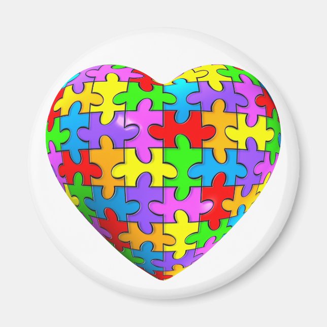 Autism Puzzle Heart Magnet (Front)