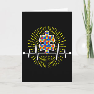 Autism Puzzle Heartbeat Autism Awareness T Shirt  Card