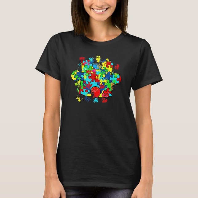 Autism Puzzle Love Autism Awareness Family Group M T-Shirt (Front)