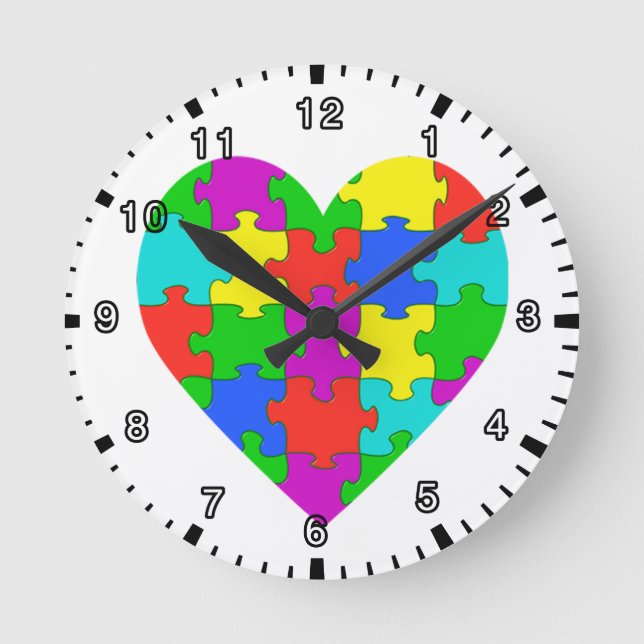 Autism puzzle love round clock (Front)