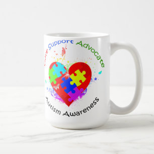 Autism Puzzle on Heart Coffee Mug