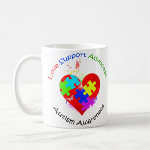 Autism Puzzle on Heart Coffee Mug
