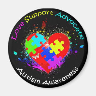 Autism Puzzle on Heart Magnet