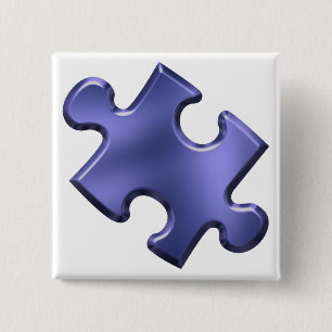Autism Puzzle Piece Blue 15 Cm Square Badge