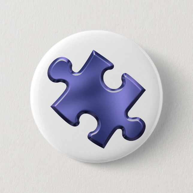 Autism Puzzle Piece Blue 6 Cm Round Badge (Front)