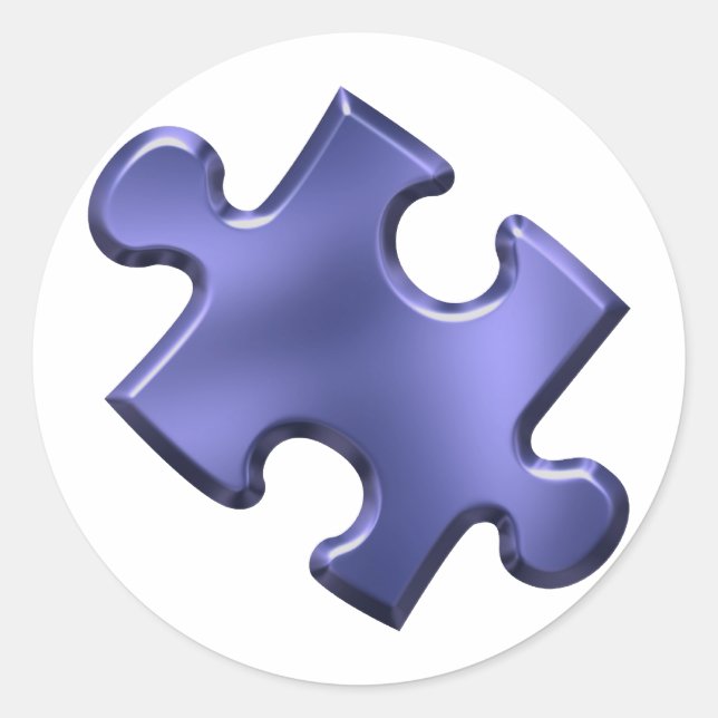 Autism Puzzle Piece Blue Classic Round Sticker (Front)
