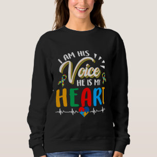 Autism Puzzle Piece Heart I Am His Voice Women S A Sweatshirt