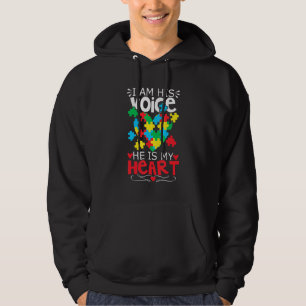 Autism Puzzle Piece Heart I Am His Voice Women's A Hoodie