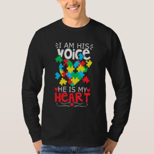 Autism Puzzle Piece Heart I Am His Voice Women's A T-Shirt