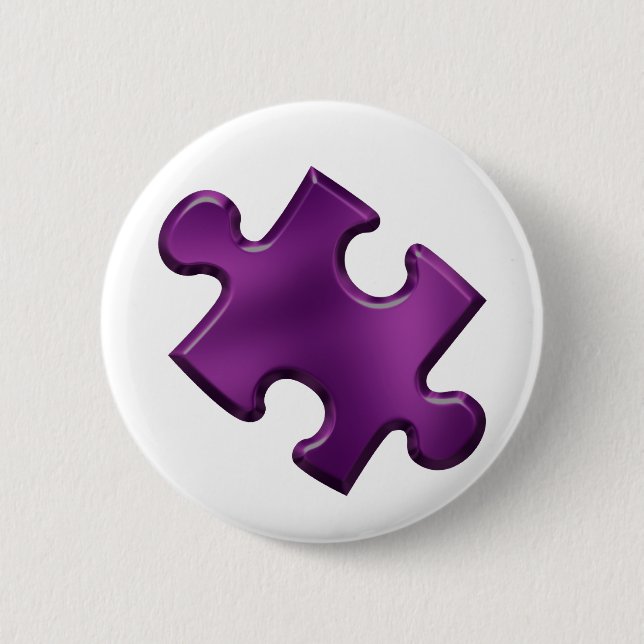 Autism Puzzle Piece Purple 6 Cm Round Badge (Front)