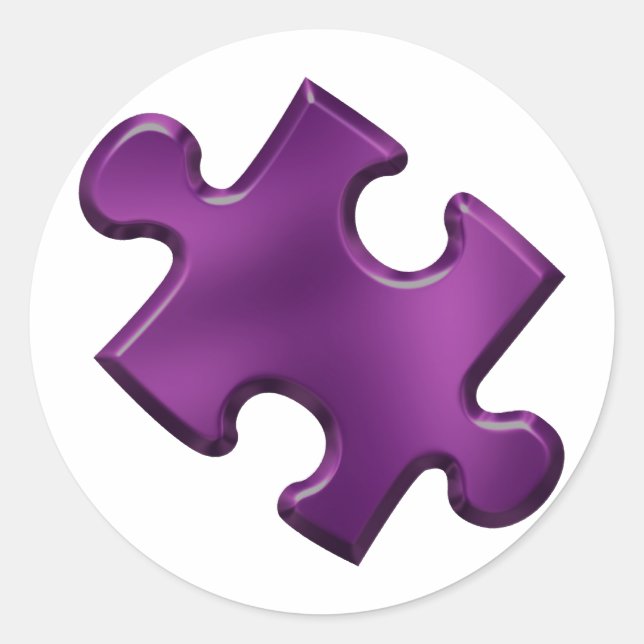 Autism Puzzle Piece Purple Classic Round Sticker (Front)