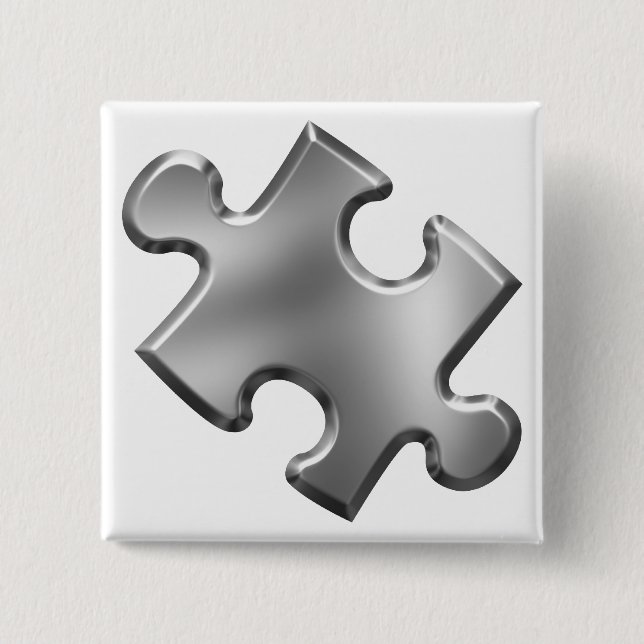 Autism Puzzle Piece Silver 15 Cm Square Badge (Front)